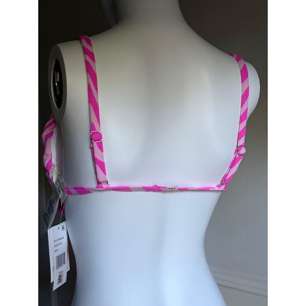 Jessica Simpson Pink Zebra Slouchy Drapey Bikini Swim Top Resortwear Small NWT - Picture 3 of 7